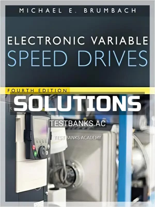 Cover for Solutions Manual for Electronic Variable Speed Drives 4th Edition by Brumbach