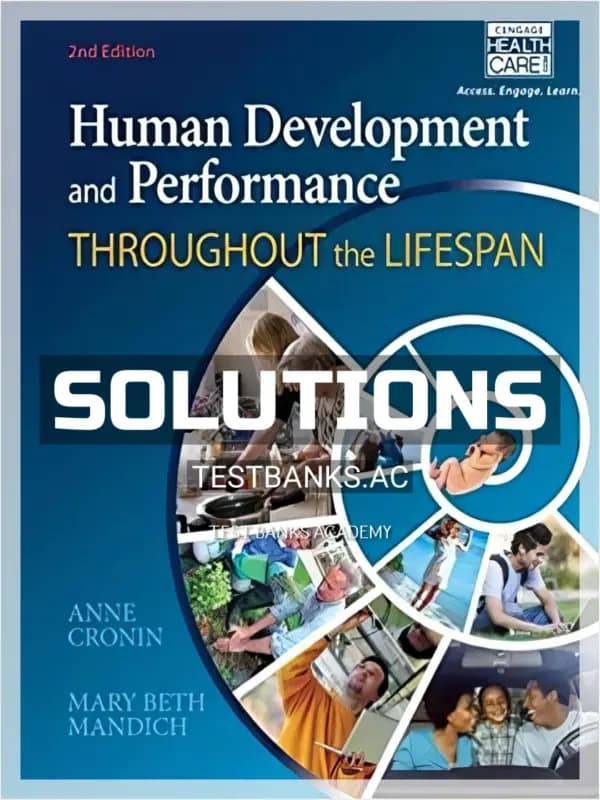 Cover for Solutions Manual for Human Development and Performance Throughout the Lifespan 2nd Edition by Cronin