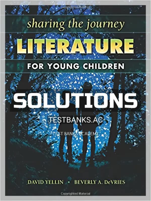 Cover for Solutions Manual for Sharing the Journey Literature for Young Children 1st Edition by Yellin