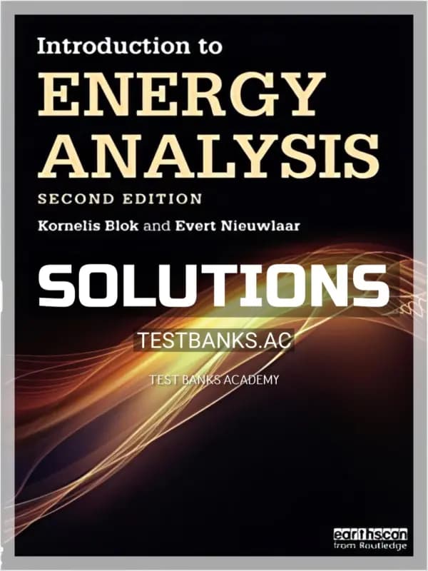 Cover for Solutions Manual for Introduction to Energy Analysis 2nd Edition by Blok