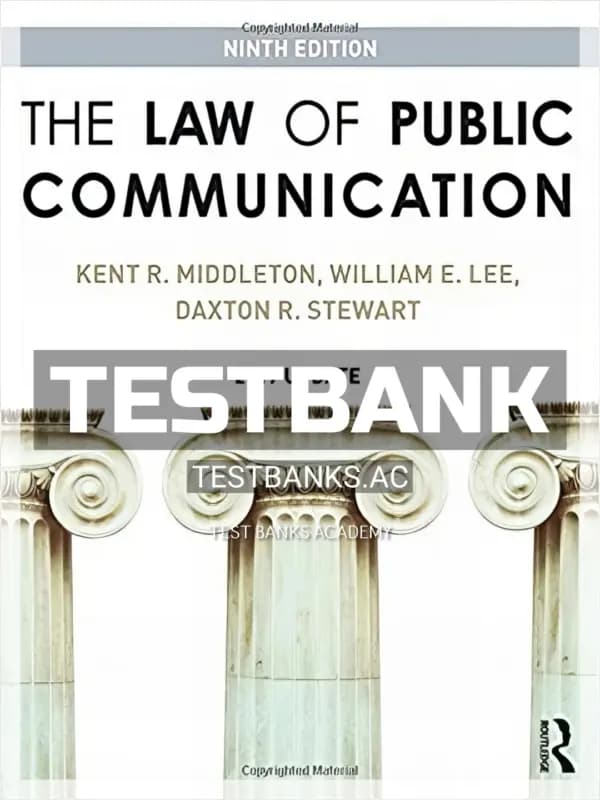 Cover for Test Bank for Law of Public Communication 2017 Update 9th Edition by Middleton