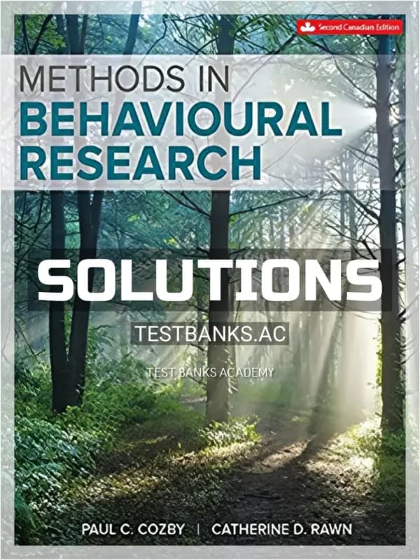 Cover for Solutions Manual for Methods in Behavioural Research 2nd CA Edition by Cozby