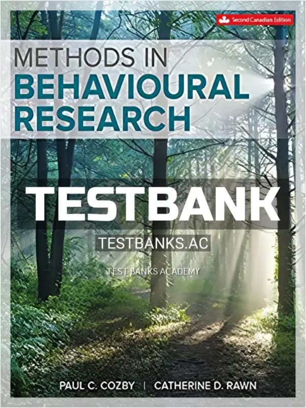 Cover for Test Bank for Methods in Behavioural Research 2nd CA Edition by Cozby