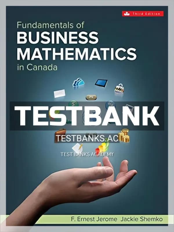 Cover for Test Bank for Fundamentals of Business Mathematics in Canada 3rd CA Edition by Jerome