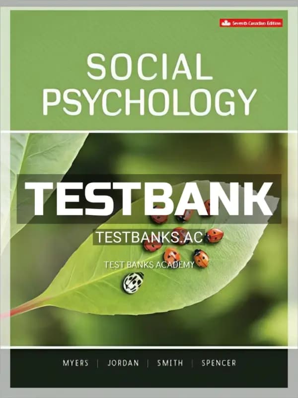 Cover for Test Bank for Social Psychology 7th CA Edition by Myers