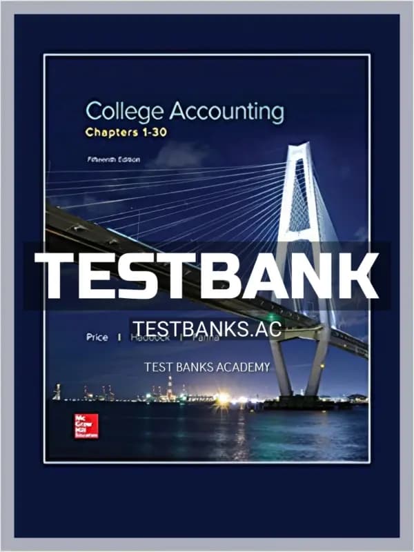 Test Bank for College Accounting Chapters 1 30 15th Edition by Price cover