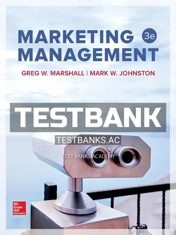 Cover for Test Bank for Marketing Management 3rd Edition by Marshall