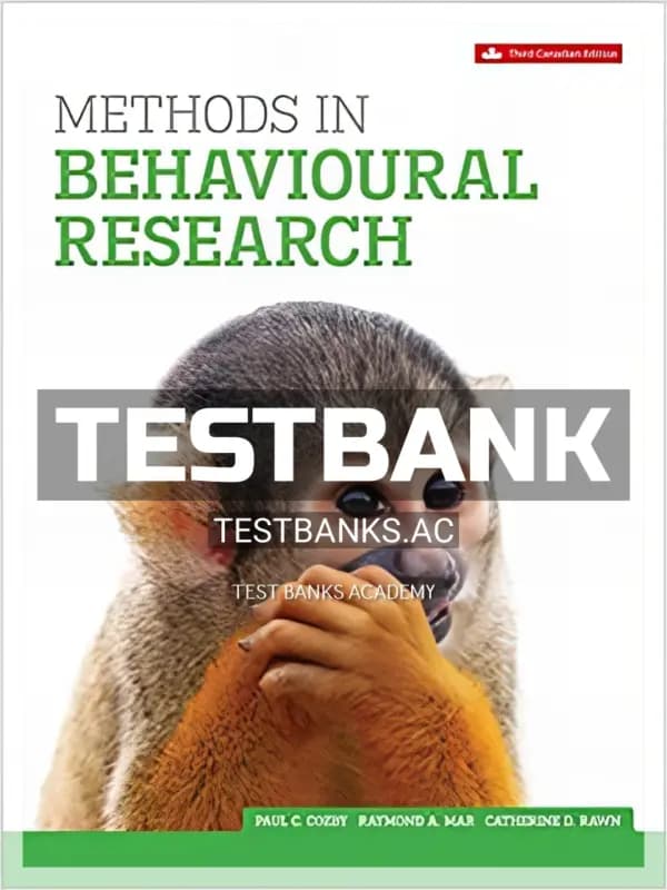 Cover for Test Bank for Methods In Behavioural Research 3rd CA Edition by Cozby