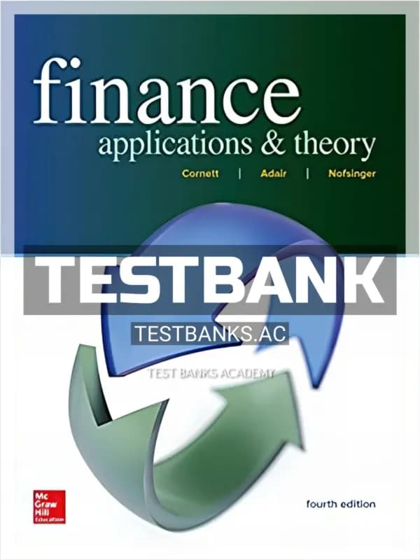 Cover for Test Bank for Finance Applications and Theory 4th Edition by Cornett