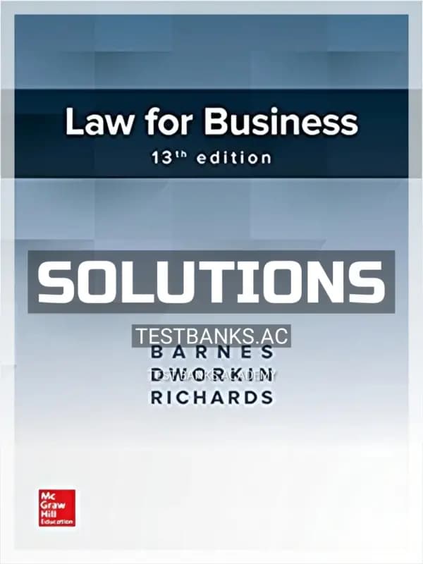 Cover for Solutions Manual for Law for Business 13th Edition by Barnes