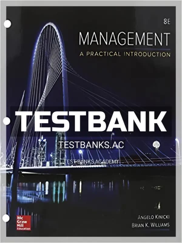 Cover for Test Bank for Management 8th Edition by Kinicki