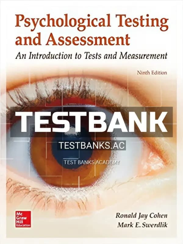 Cover for Test Bank for Psychological Testing and Assessment 9th Edition by Cohen