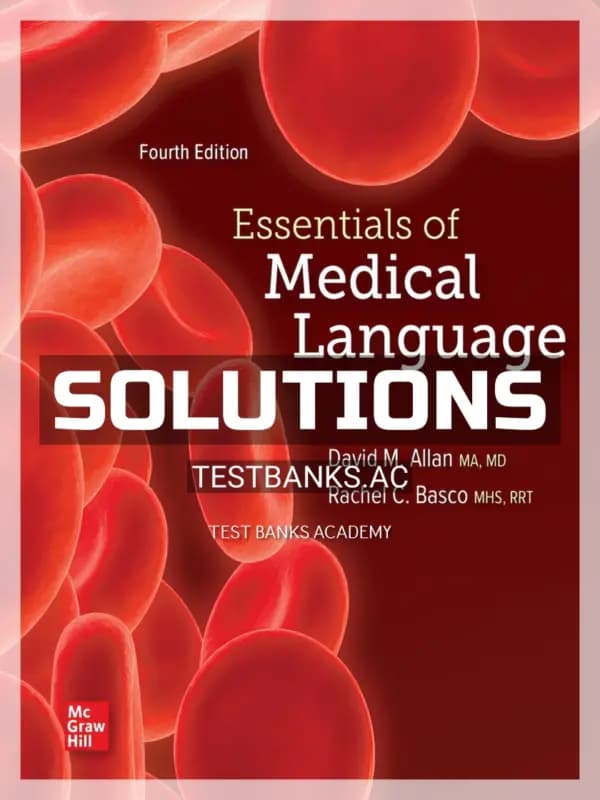 Cover for Solutions Manual for Essentials of Medical Language 4th Edition by Allan