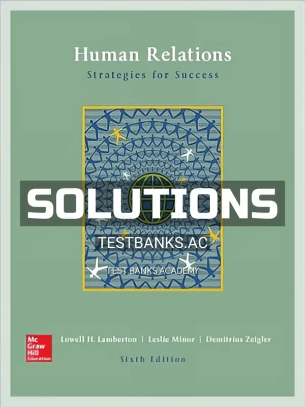 Cover for Solutions Manual for Human Relations 6th Edition by Lamberton
