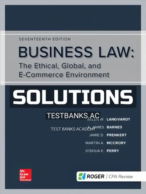 Cover for Solutions Manual for Business Law 17th Edition by Langvardt