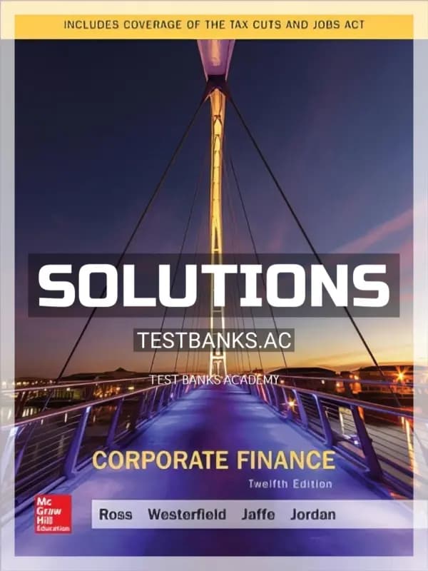 Cover for Solutions Manual for Corporate Finance 12th Edition by Ross