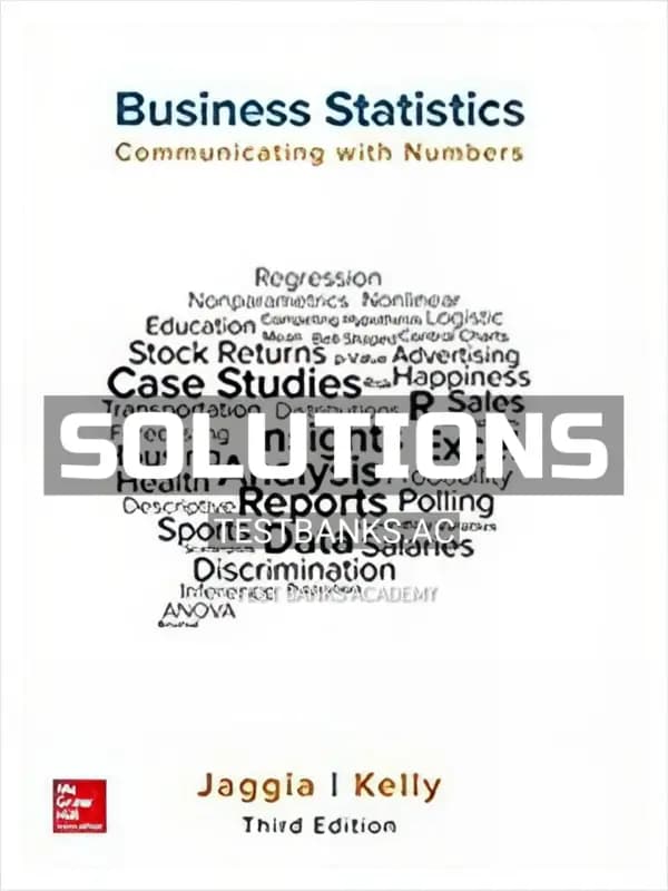 Cover for Solutions Manual for Business Statistics Communicating with Numbers 3rd Edition by Jaggia