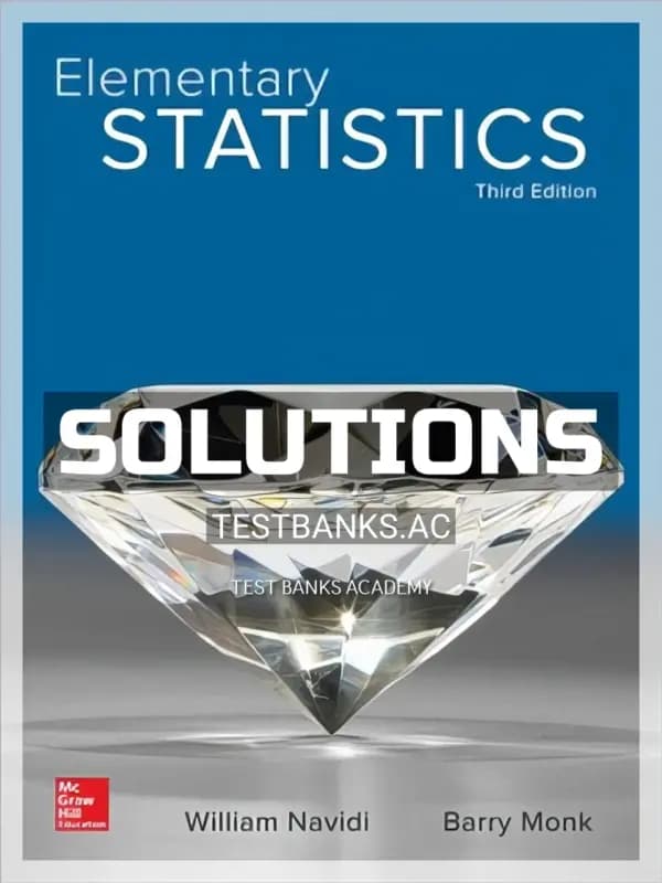 Cover for Solutions Manual for Elementary Statistics 3rd Edition by Navidi