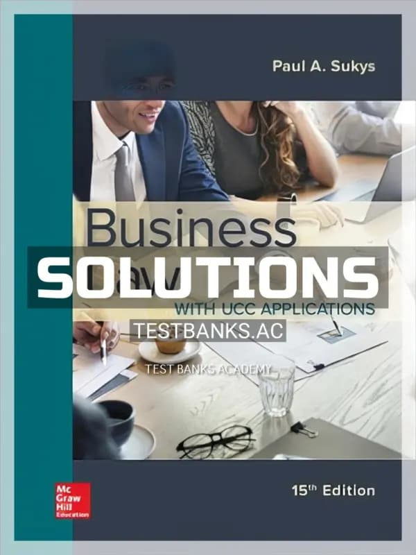 Cover for Solutions Manual for Business Law with UCC Applications 15th Edition by Sukys