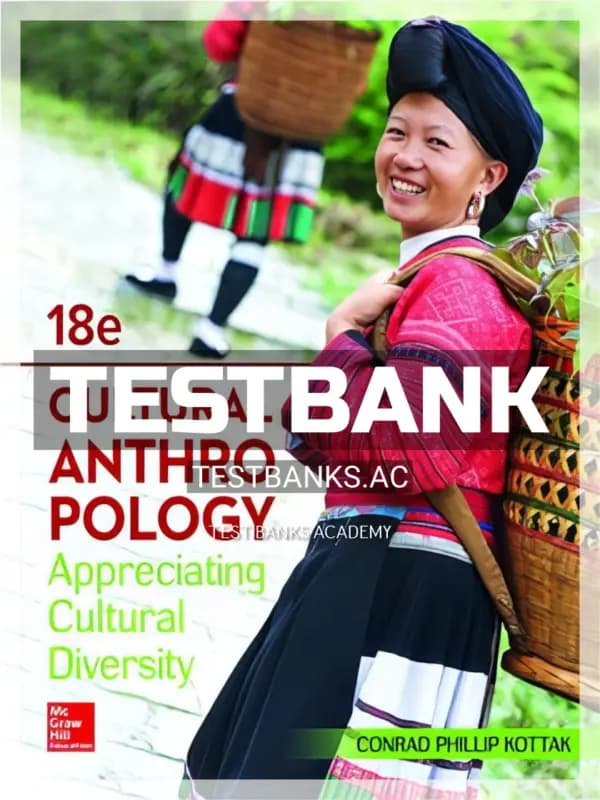 Cover for Test Bank for Cultural Anthropology 18th Edition by Kottak