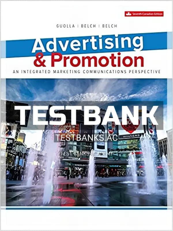 Cover for Test Bank for Advertising and Promotion 7th CA Edition by Guolla