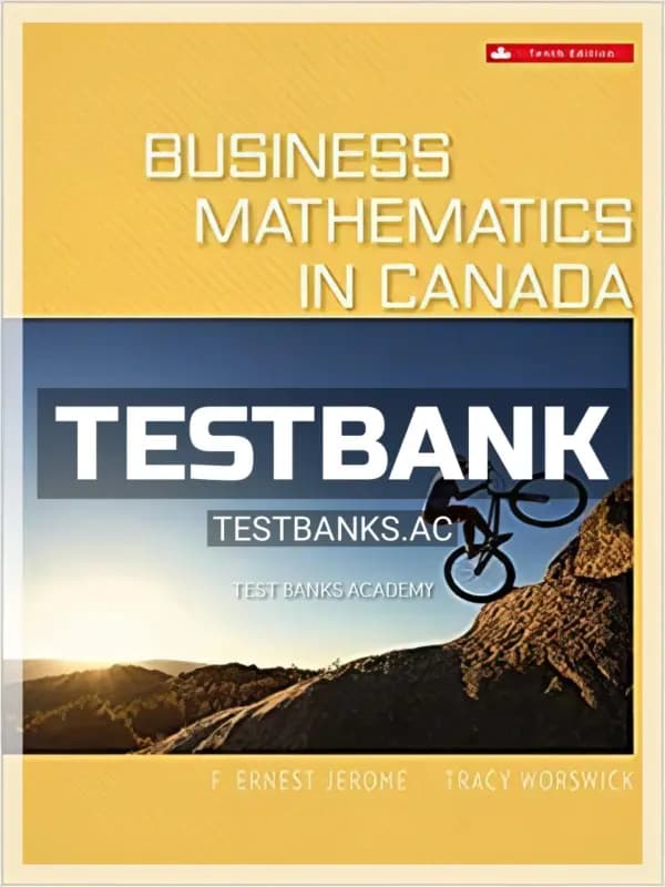 Cover for Test Bank for Business Mathematics In Canada 10th CA Edition by Jerome
