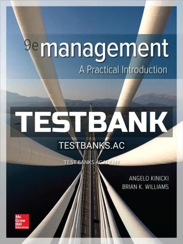 Cover for Test Bank for Management 9th Edition by Kinicki