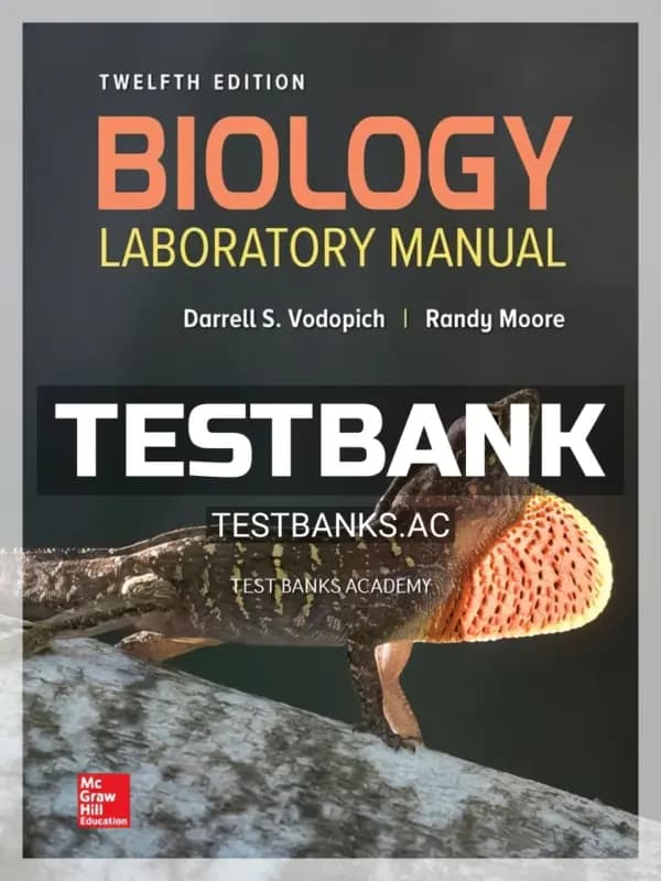 Cover for Test Bank for Biology Laboratory Manual 12th Edition by Vodopich