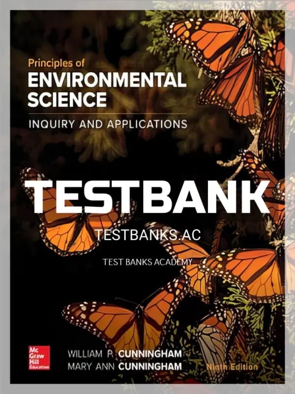 Cover for Test Bank for Principles of Environmental Science 9th Edition by Cunningham
