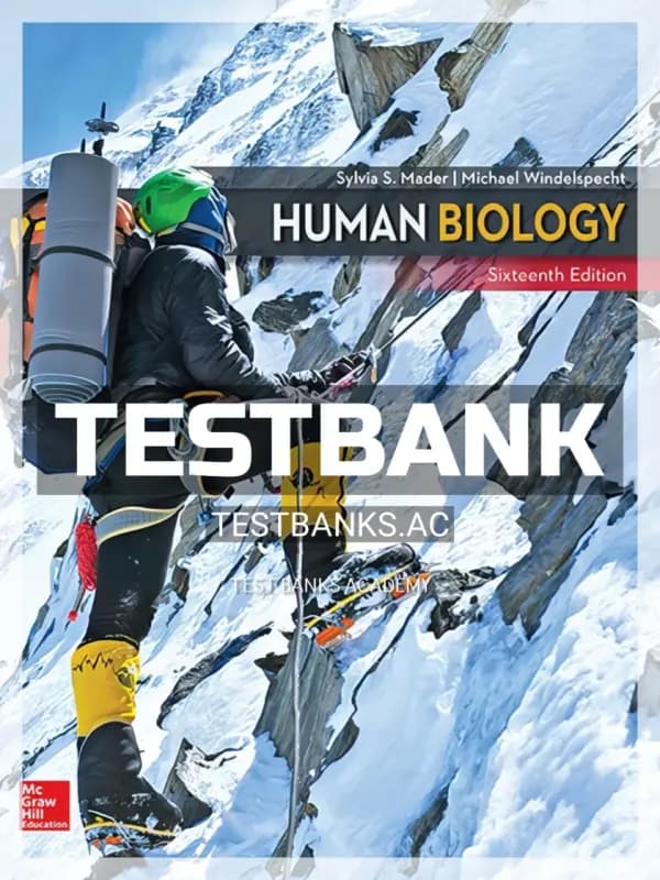 Cover for Test Bank for Human Biology 16th Edition by Mader