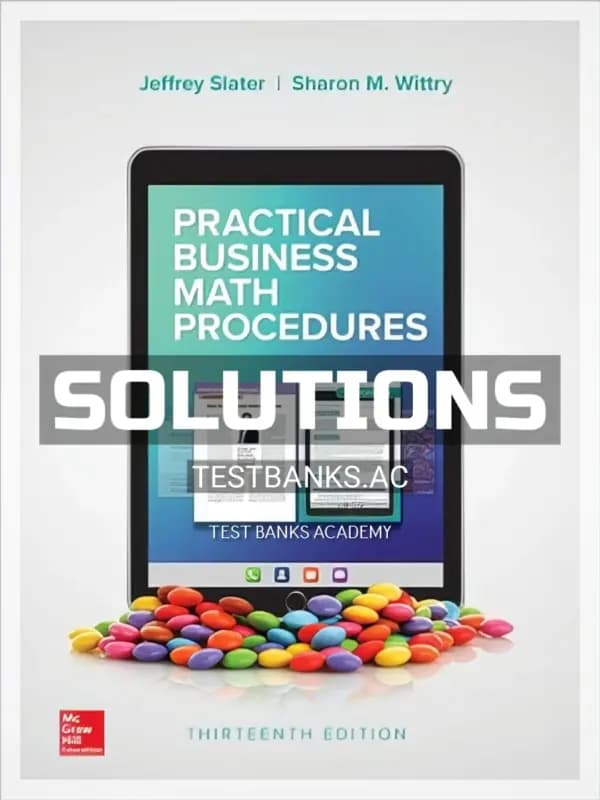 Cover for Solutions Manual for Practical Business Math Procedures 13th Edition by Slater