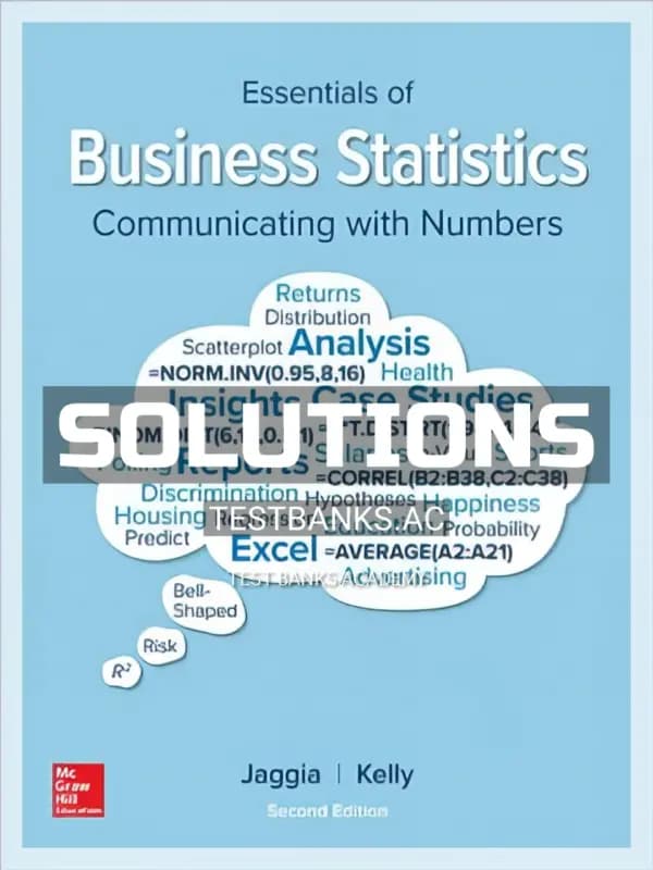 Cover for Solutions Manual for Essentials of Business Statistics 2nd Edition by Jaggia