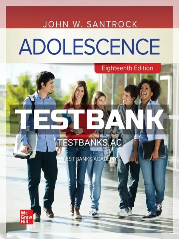 Cover for Test Bank for Adolescence 18th Edition by Santrock