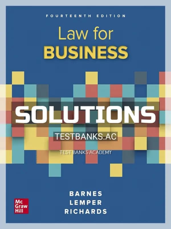 Cover for Solutions Manual for Law for Business 14th Edition by Barnes