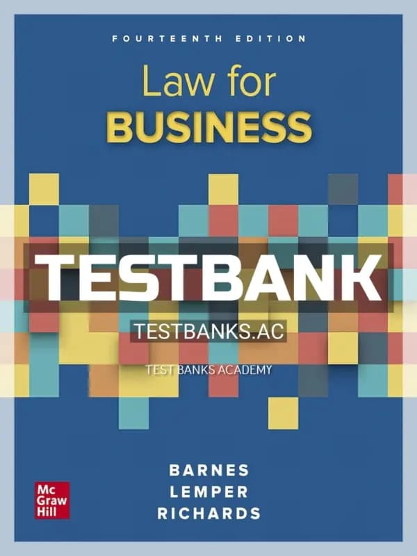 Cover for Test Bank for Law for Business 14th Edition by Barnes