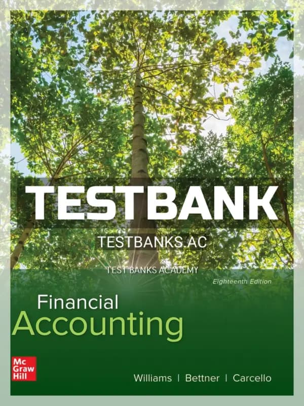Cover for Test Bank for Financial Accounting 18th Edition by Williams