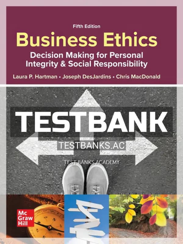 Cover for Test Bank for Business Ethics 5th Edition by Hartman