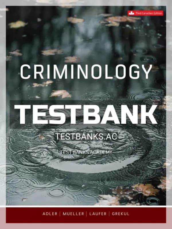 Cover for Test Bank for Criminology 3rd CA Edition by Adler