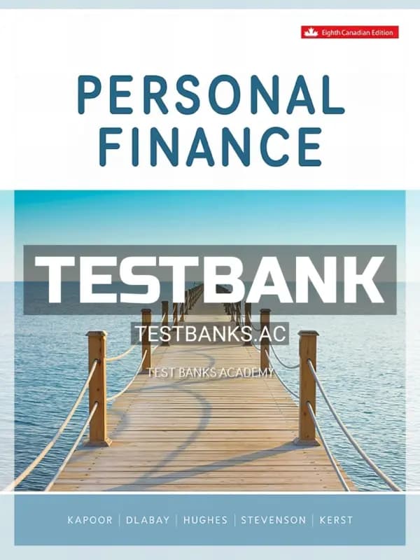 Cover for Test Bank for Personal Finance 8th CA Edition by Kapoor