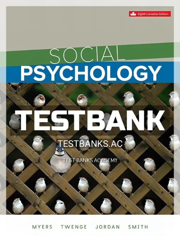 Cover for Test Bank for Social Psychology 8th CA Edition by Myers