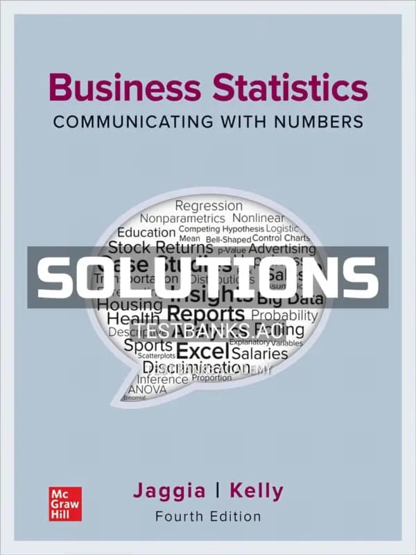 Cover for Solutions Manual for Business Statistics Communicating with Numbers 4th Edition by Jaggia
