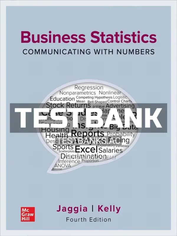 Cover for Test Bank for Business Statistics Communicating with Numbers 4th Edition by Jaggia