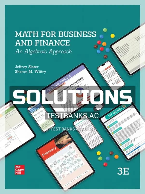 Cover for Solutions Manual for Math For Business and Finance 3rd Edition by Slater