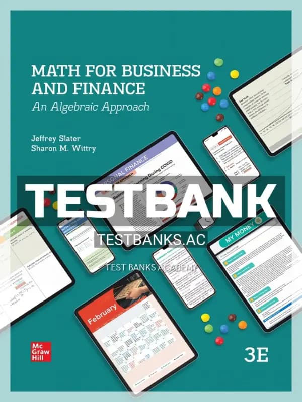 Cover for Test Bank for Math For Business and Finance 3rd Edition by Slater