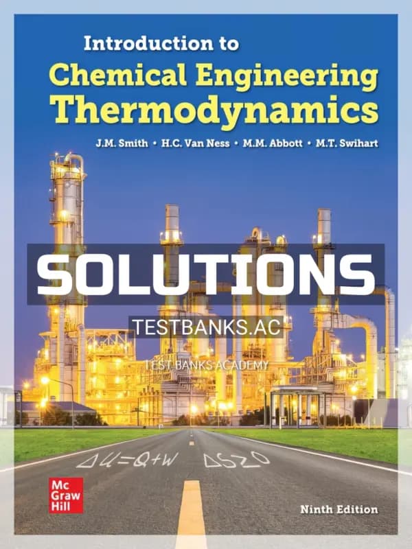 Cover for Solutions Manual for Introduction to Chemical Engineering Thermodynamics 9th Edition by Smith