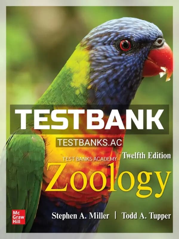 Cover for Test Bank for Zoology 12th Edition by Miller