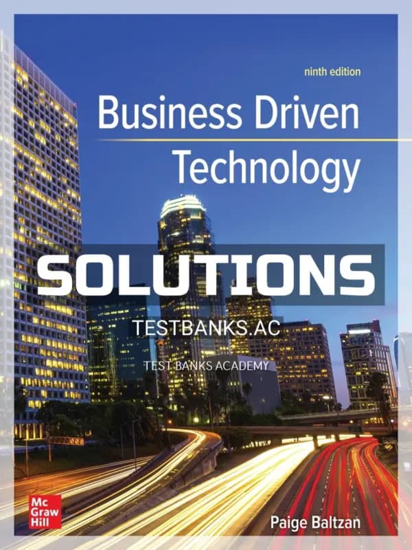 Cover for Solutions Manual for Business Driven Technology 9th Edition by Baltzan
