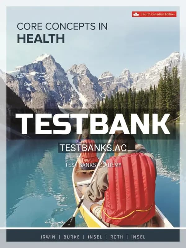Cover for Test Bank for Core Concepts in Health 4th CA Edition by Irwin