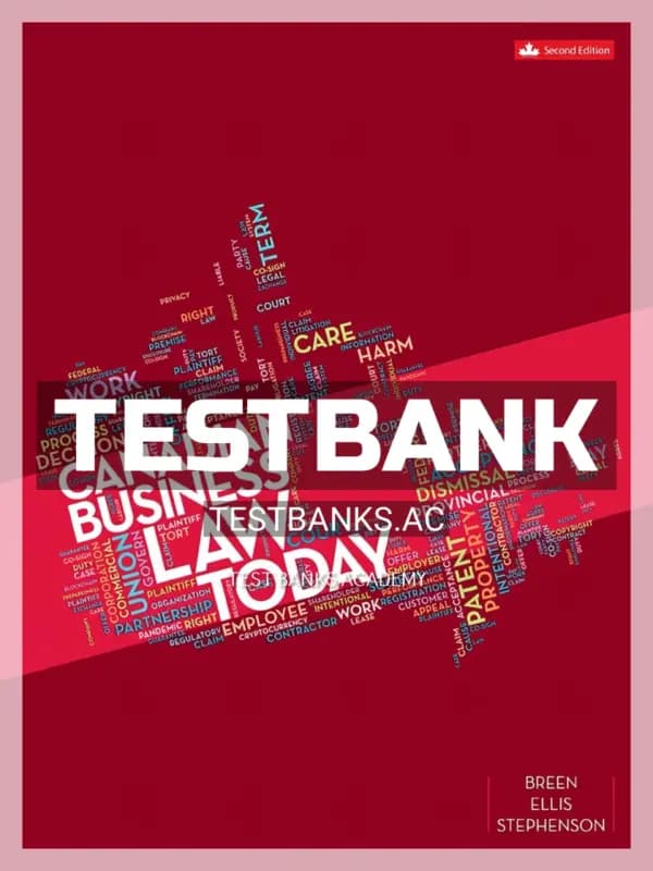 Cover for Test Bank for Canadian Business Law Today 2nd CA Edition by Breen