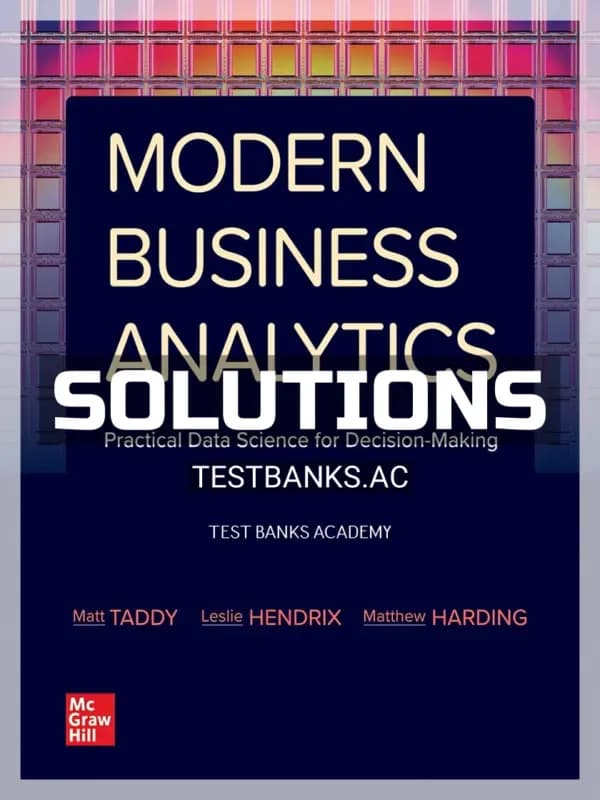 Cover for Solutions Manual for Modern Business Analytics 1st Edition by Taddy